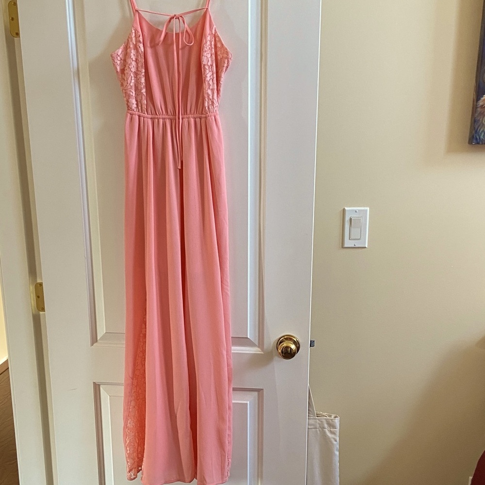 Elegant Pink Lace Maxi Dress size S